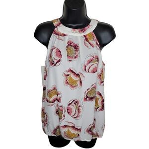 Loft floral blouson halter top blouse size Small